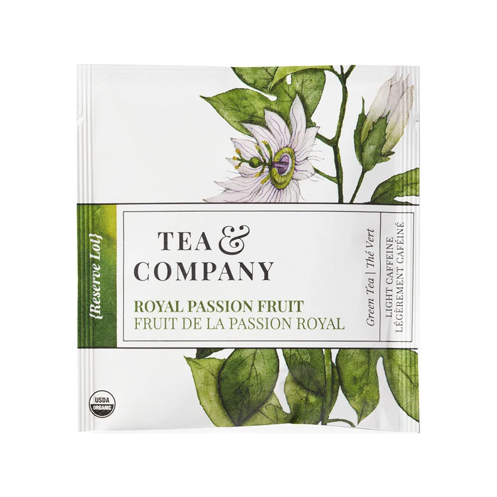 Té verde orgánico de China y Japón, con notas tropicales de fruta de la pasión.